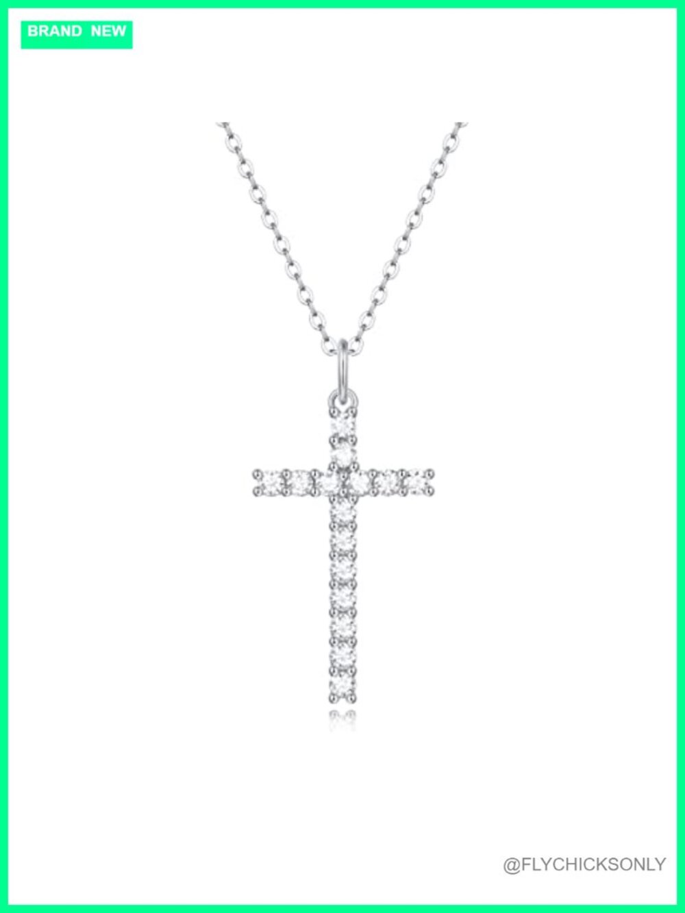 Moissanite Cross Pendant Necklace 925 Sterling Silver 18K Platinum Plated 0.9ctw